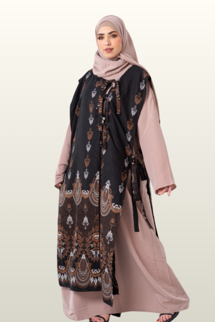 Chiffon Cardigan Three-Piece Abaya Set 2