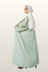 Luxury Embroidered Pure Linen Abaya - Image 2